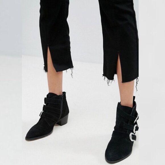 NWT Free People Cropped Button Front Black Jeans Size 24 Flare Denim Raw Hem NEW - Picture 3 of 12